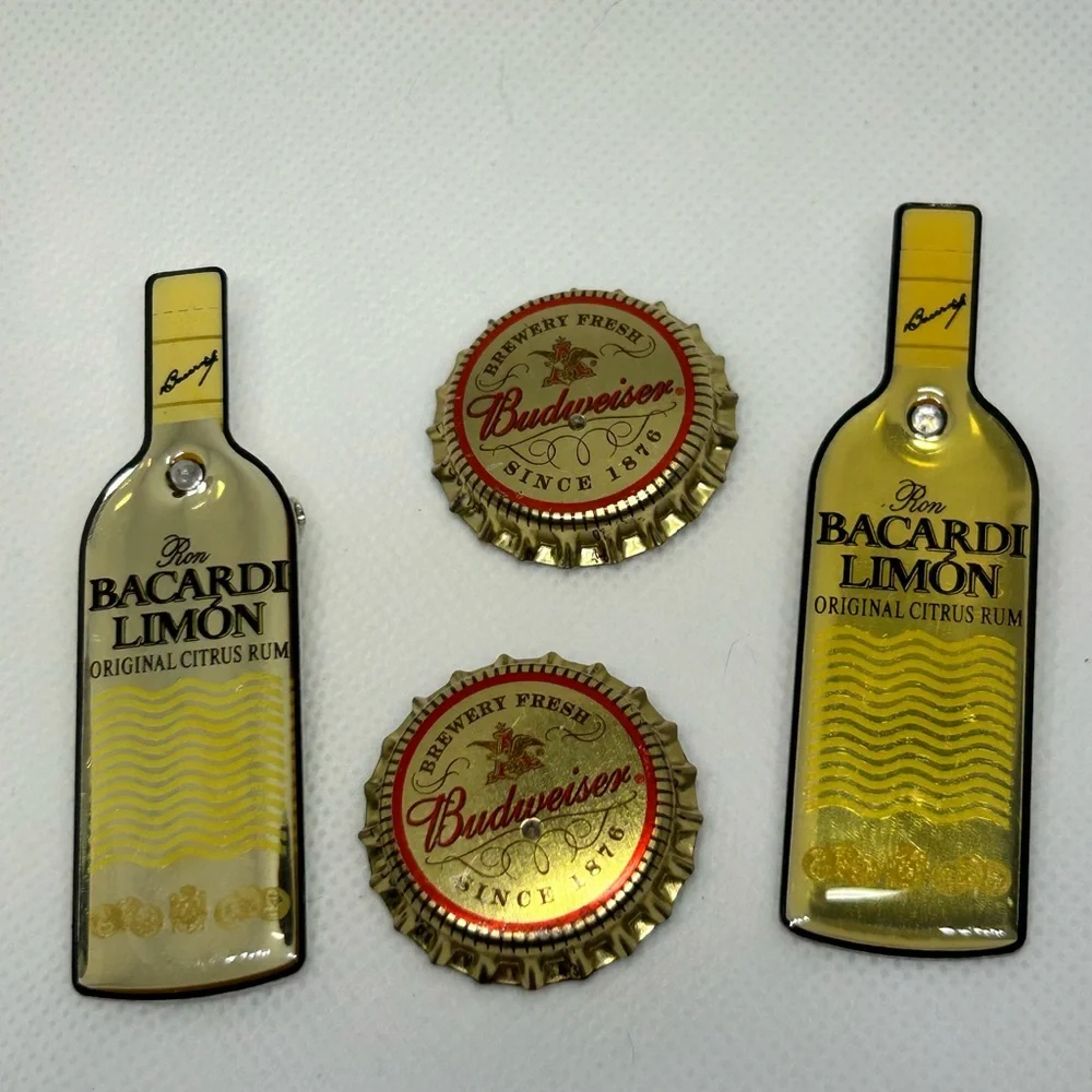 Bacardi Limon and Budweiser Bottle Cap Pins‎